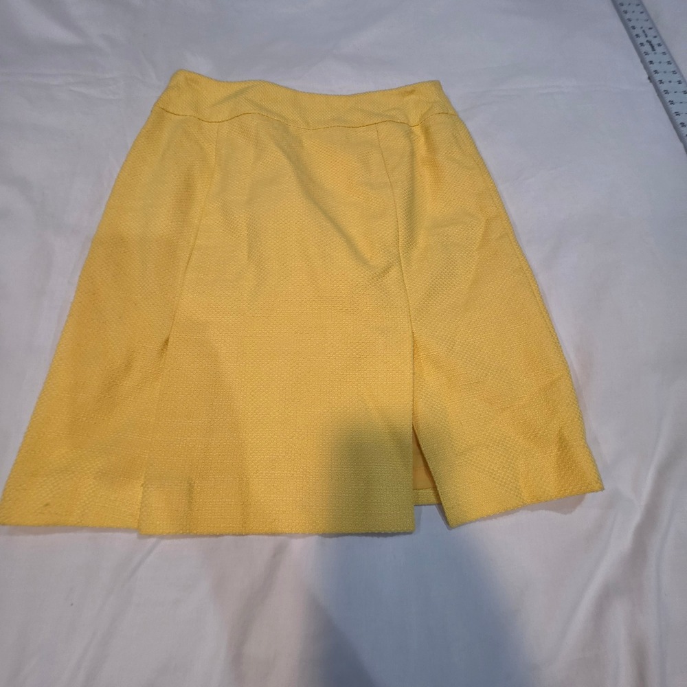Chadwicks Textured A-Line Skirt Women 6P Yellow Excellent Front Slit Side Zip